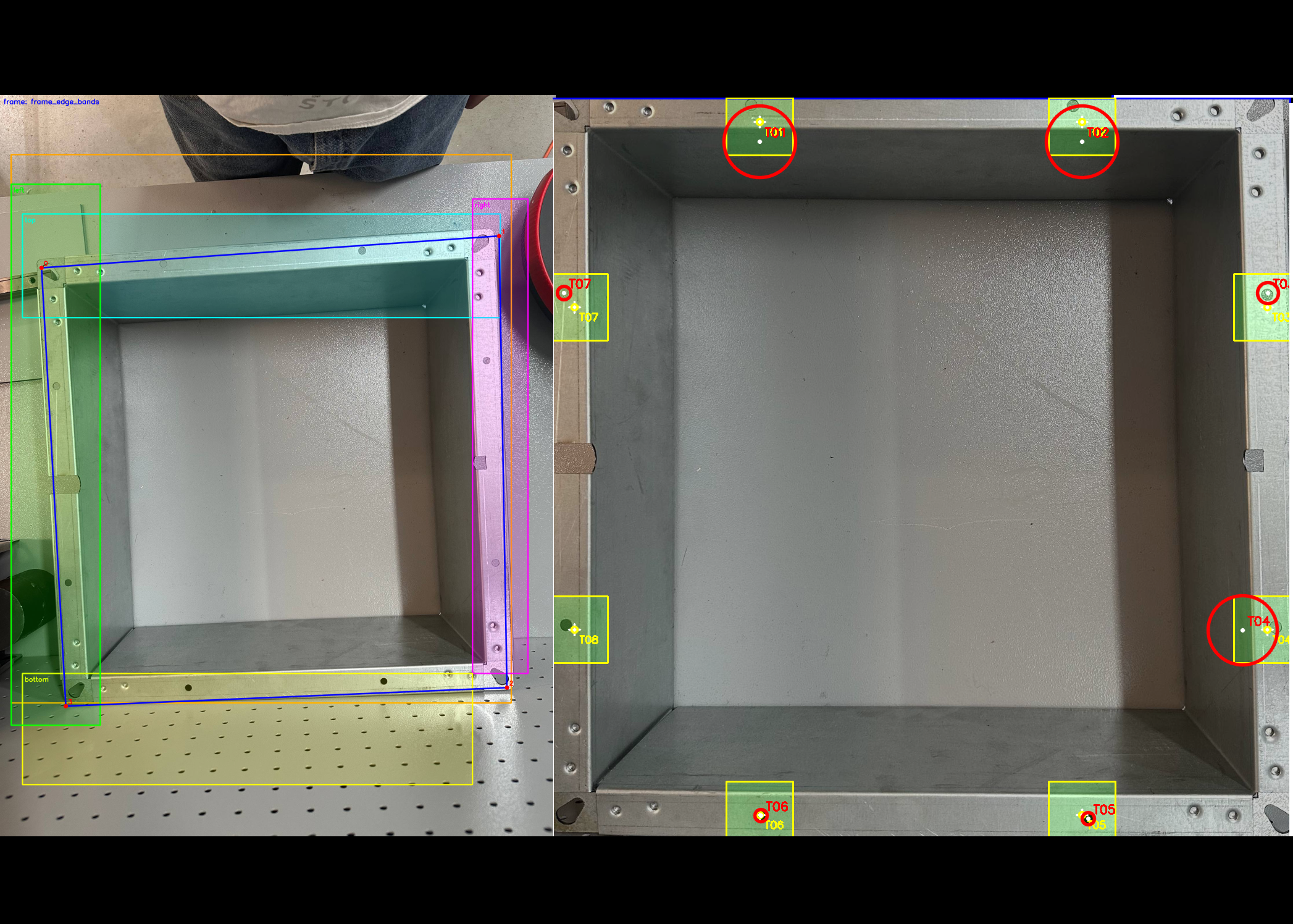 Defect detection and hole location debug image
